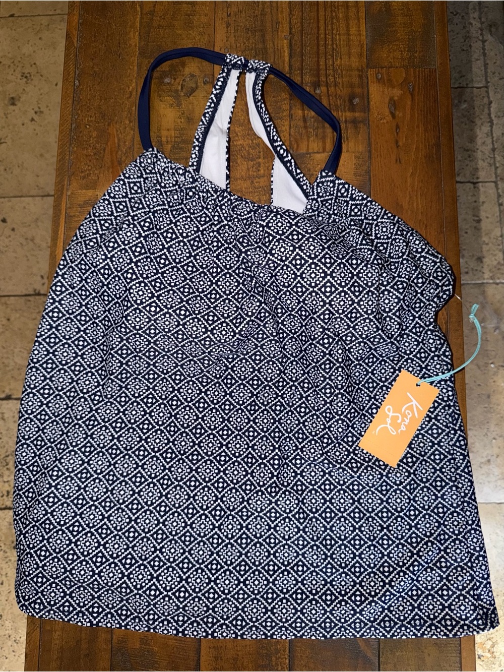 Vineyard Vines Navy and White Geometric Girls' One-Piece